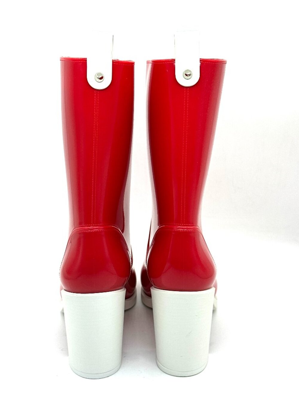 Christian Louboutin LOUBIRAIN 70 PVC Rubber Rain Rainboots Block Heel Boots - Picture 10 of 14
